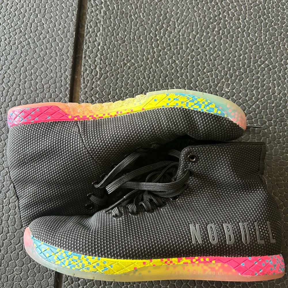 NoBull neon glitch high top trainers
